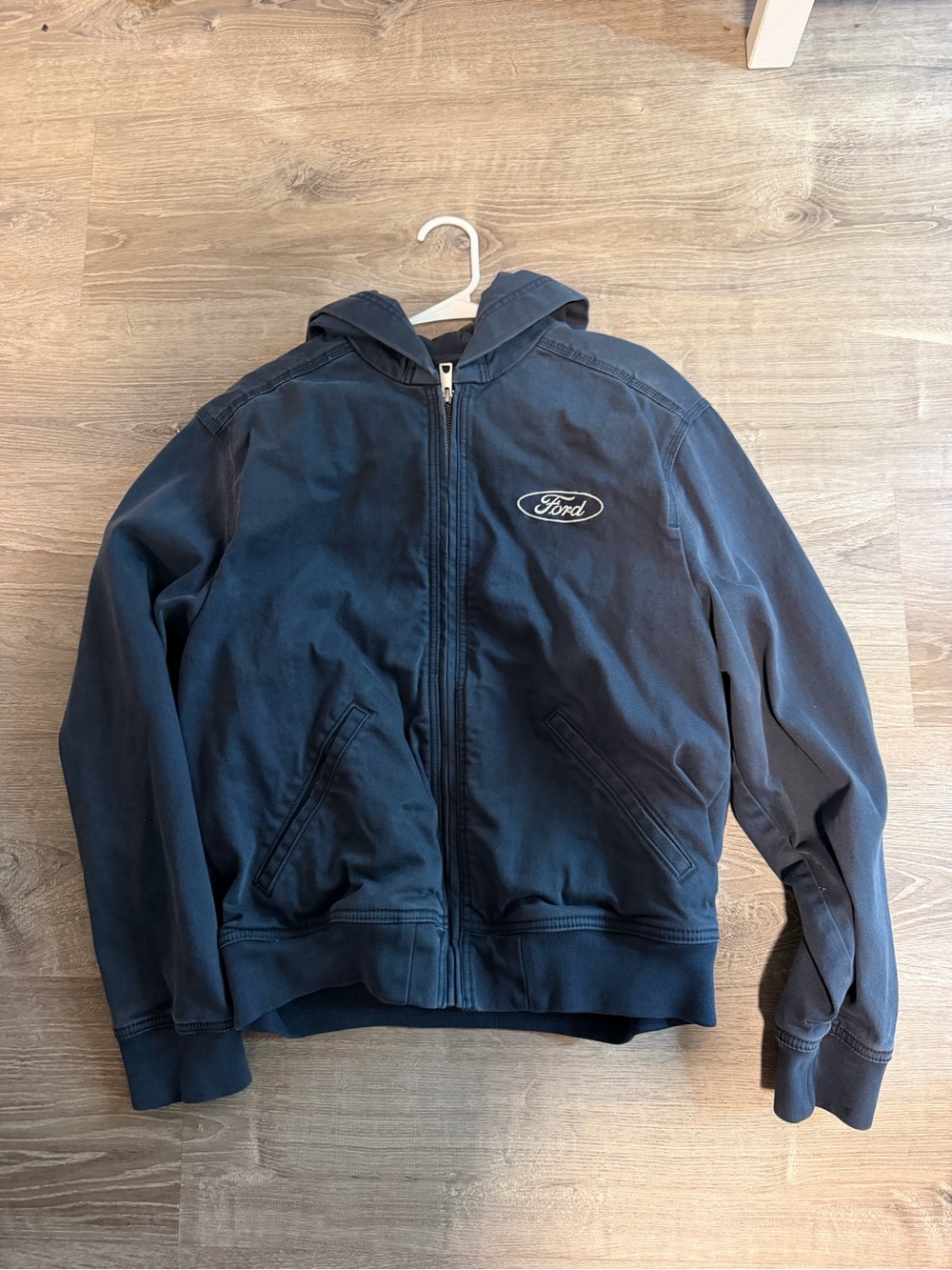 Hollister Navy Hooded Zip Puffer Jacket